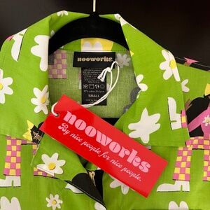 NWT Nooworks Checkered Ladies Short Sleeve Coveralls size S